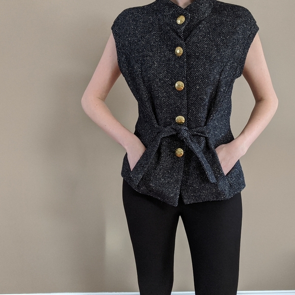 CAbi M #116 Tweed Vest with Gold Buttons - Picture 4 of 6